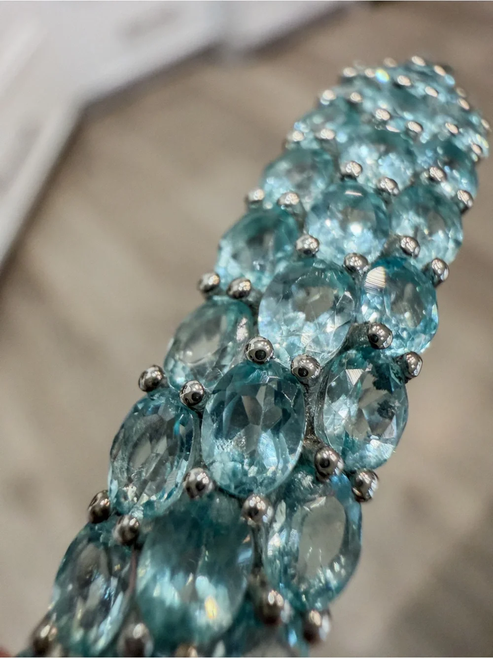 Betroka Blue Apatite Sterling Silver 7.25” Bangle Bracelet